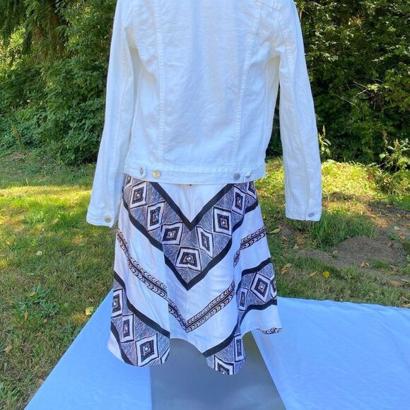 White House Black Market Aztec Silk Skirt WHBM Sz6 - Picture 10 of 13